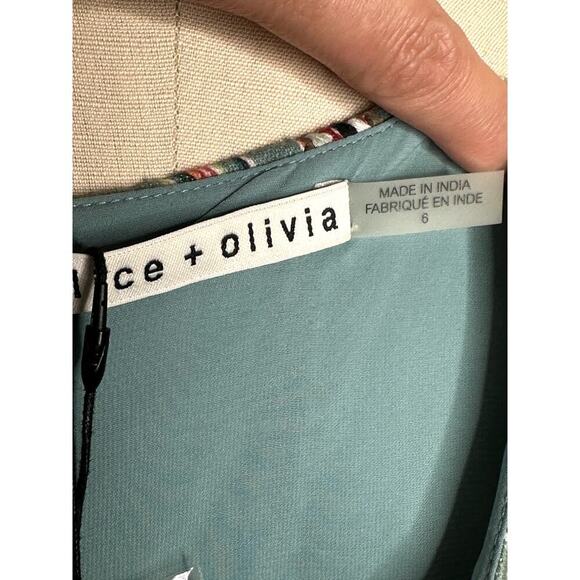 Alice + Olivia Clyde Sage Embellished Western Shift Dress - Size 6 NWT - Picture 4 of 9